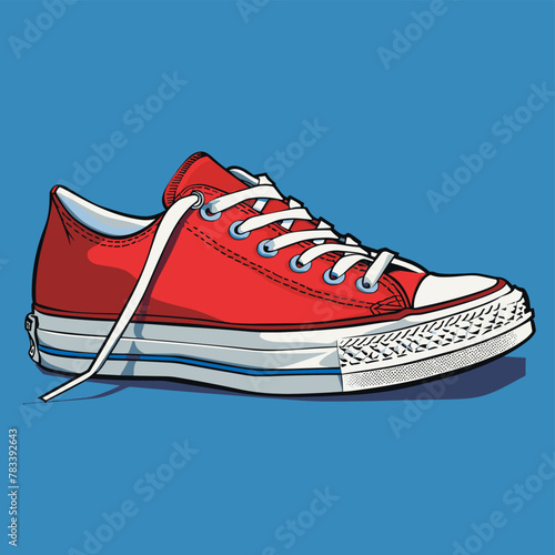 Stylish sneaker vector illustration on a blue background