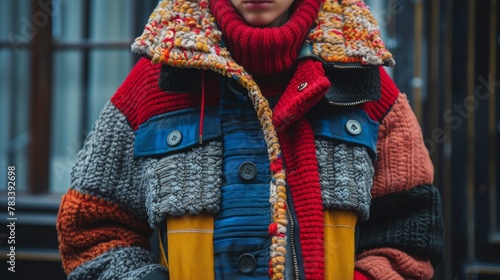 Woman Wearing Multicolored Coat and Scarf