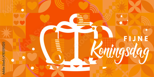 Fijne Koningsdag , king's day, netherlands national day, vector illustration, banner, card, background