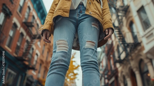 Woman in Tan Coat Walking Down Street