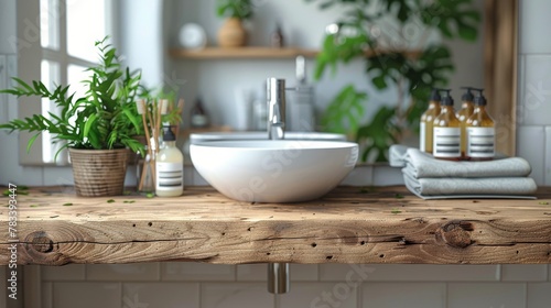 Modern Bathroom With Sink, Mirror, and Plants