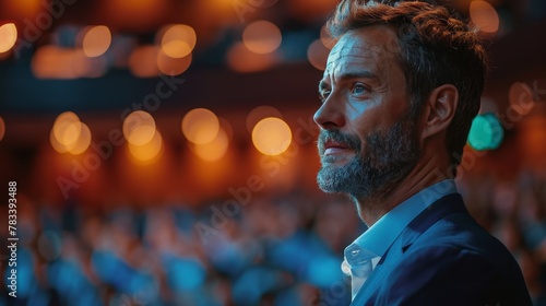 Businessman in Suit Looking Into Distance