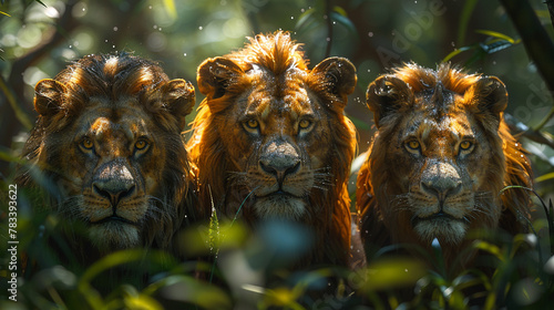 A realistic portrait photography of animals staying free at green nature