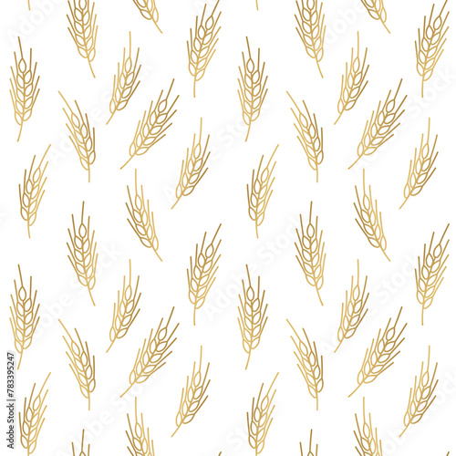 seamless golden pattern with wheat ears; great for first holy communion invitation and other accessories - vector illustration