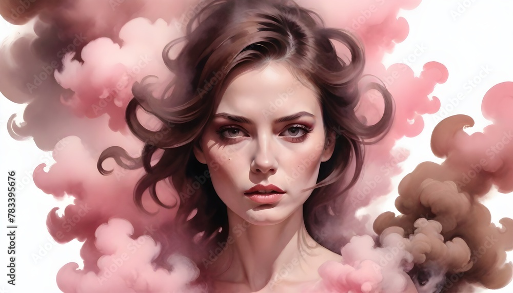 Portrait of a woman in pink smoke... Portrait of a woman in pink smoke...