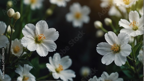 art white spring flowers frame background from Generative AI