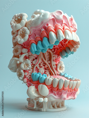 a graphic depicting dental health in the style of delicate modeling photo