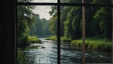 river landscape nature view from a window background from Generative AI