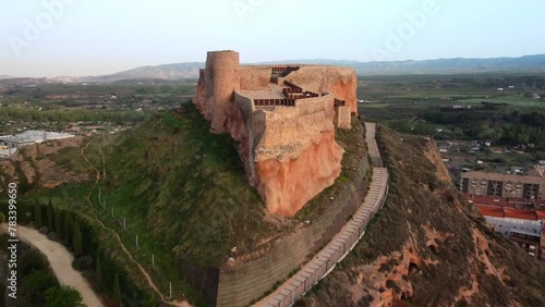 Aerial view of Arnedo Castle in La Rioja, Spain. High quality 4k footage photo