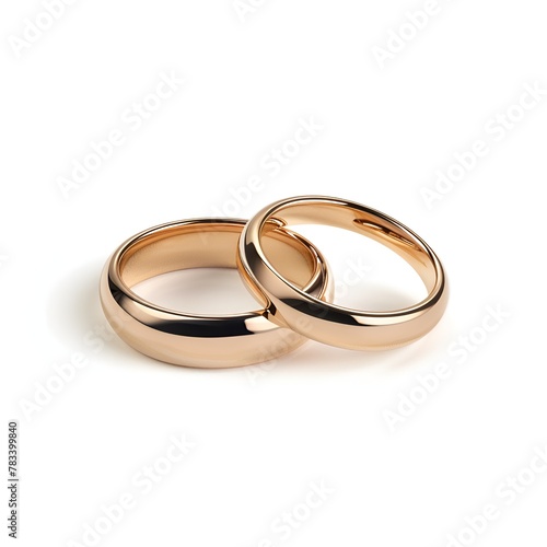 Isolated Golden Wedding Rings on White Background