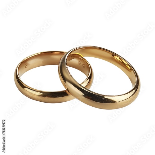 Isolated Golden Wedding Rings on White Background