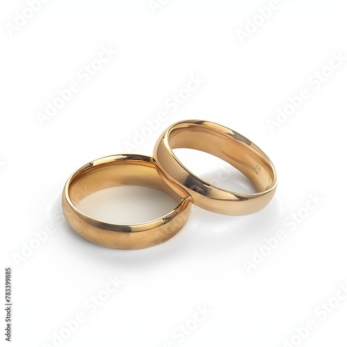 Isolated Golden Wedding Rings on White Background