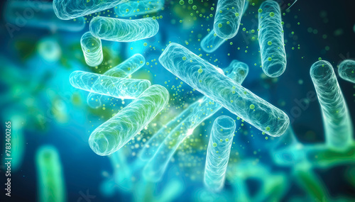 Digital illustration of cholera bacteria in colour background photo