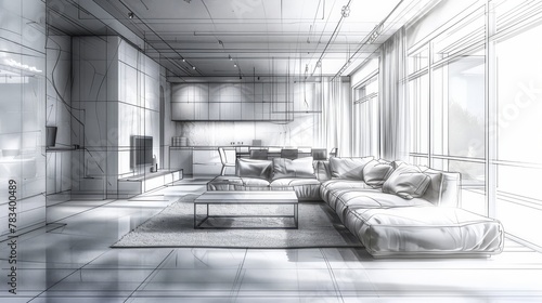 Architectural livingroom sketch
