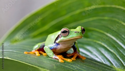 tree frog on a green leaf