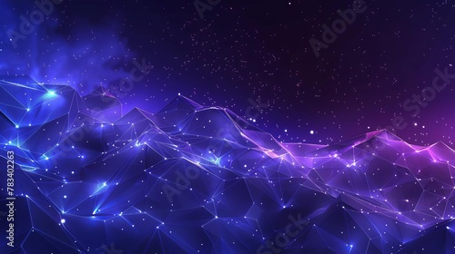 low poly starry sky with destructible shapes and lines abstract space illustration