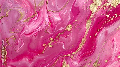 Pink and gold water drops background