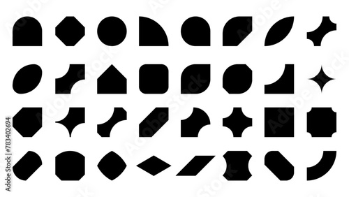 Brutal elements set. Collection of abstract aesthetic y2k geometric elements. Vector Icon 