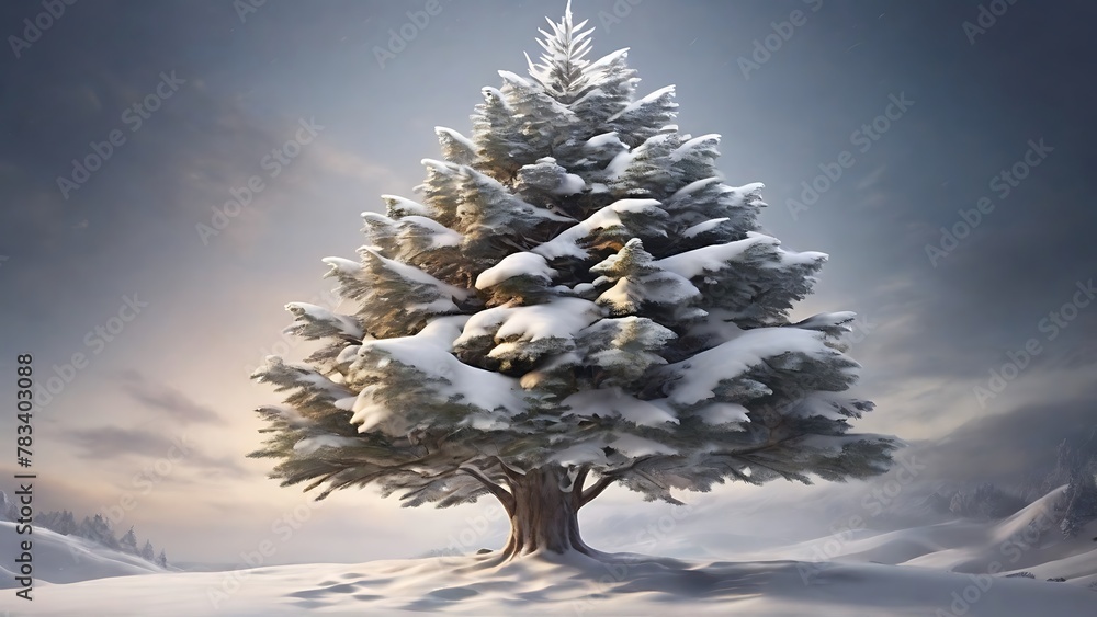 Jungle Frost: Enchanting Christmas Trees Amidst Snowy Wilderness - obrazy, fototapety, plakaty 