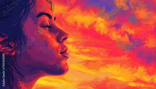 She paused to admire the vibrant colors of the sunset painting the sky