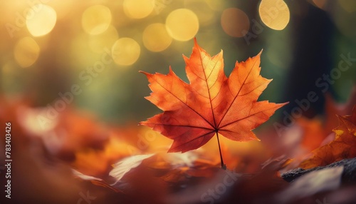 close up of nature view orange red maple leaf under sunlight with bokeh and copy space using as background natural plants landscape ecology wallpaper concept