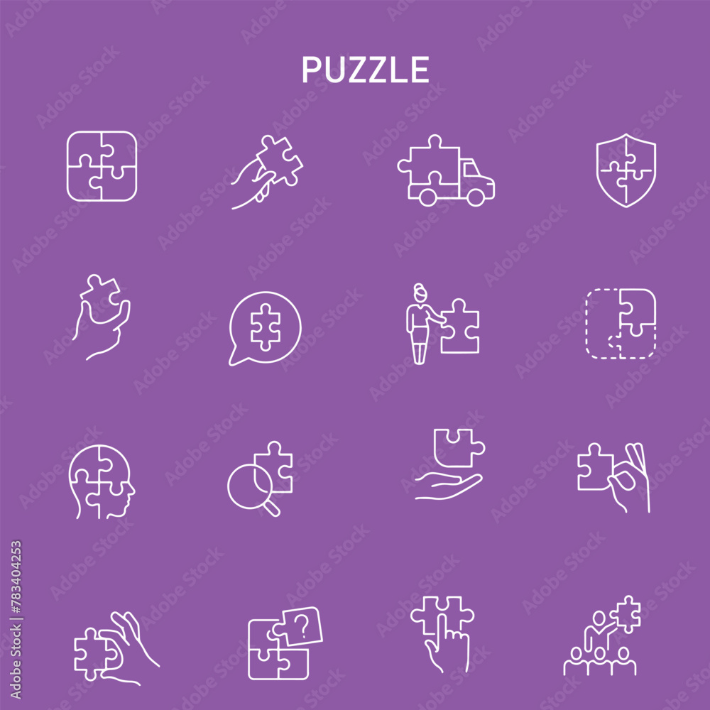 puzzle vector line icons set , puzzle vector icon