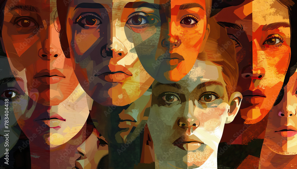 Obraz premium Anonymous and Unnoticed: Close-Up Among Many Faces