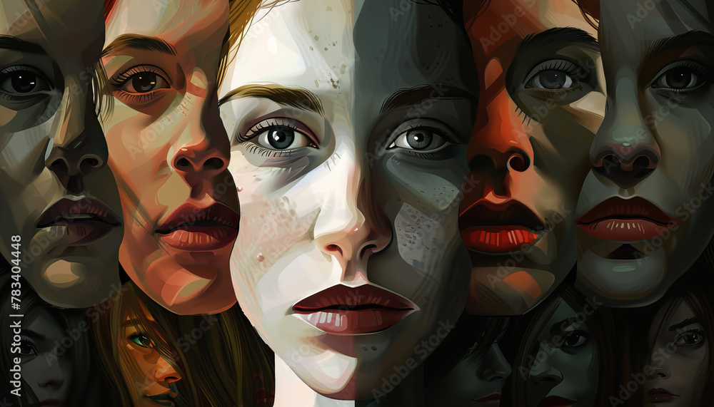 Obraz premium Anonymous and Unnoticed: Close-Up Among Many Faces