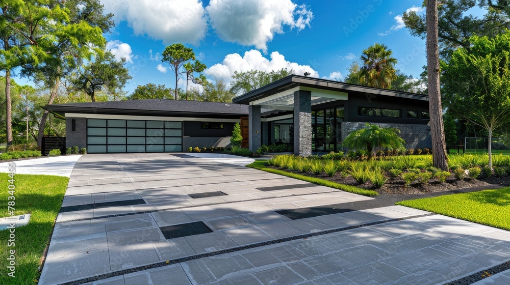 photo-realistic horseshoe driveway in modern style photo-realistic horseshoe driveway in modern style