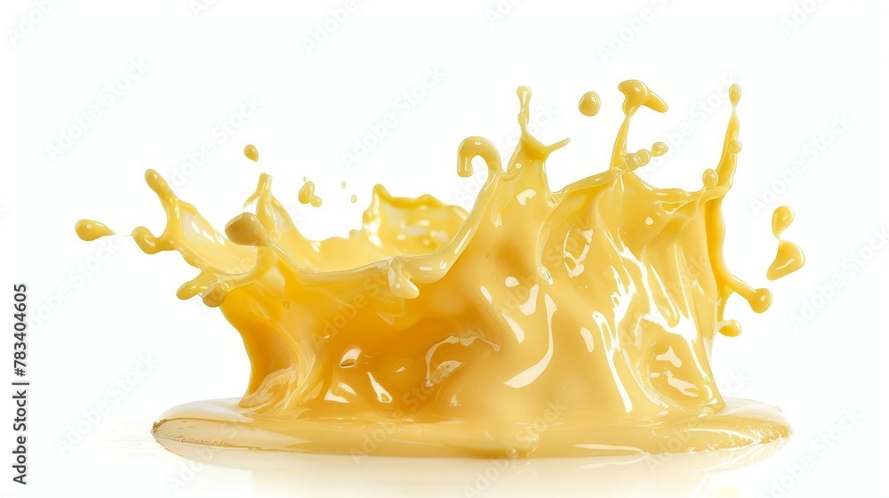 melted cheese splash with a cut out silhouette isolated on white - obrazy, fototapety, plakaty 