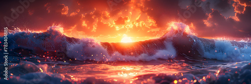Ocean Wave Sunset Sea Surfing Background,
sunsets in Ocean Cyclone Fury  photo
