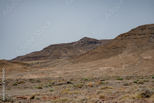 Arid  volcanic landscape of the southern side of Jandia Nature Reserve  Jandia Peninsula  Fuerteventura  Spain