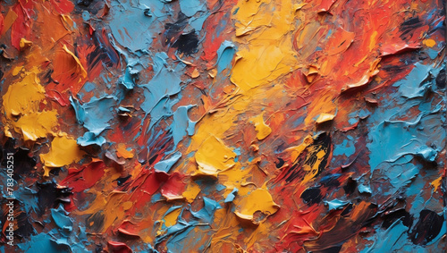 Bold abstract oil paint background, with dramatic contrasts and intense color saturation. photo