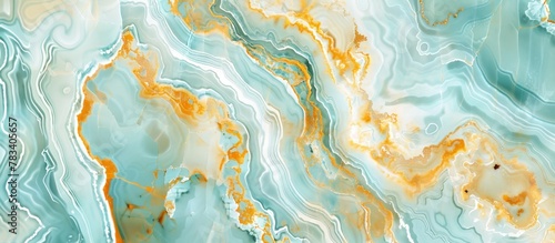 Blue and orange intricate pattern on a marble surface, captured in a detailed close-up shot