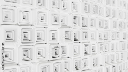 3D geometric cubes. 3d shapes. Color white and grey smooth 3D art