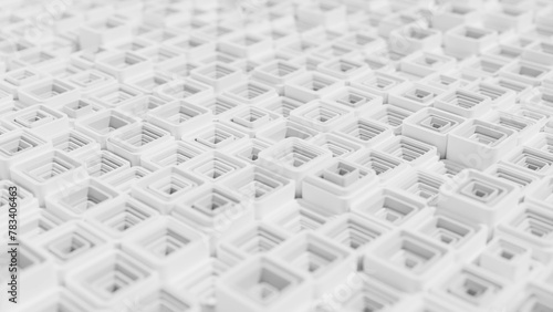 3D geometric cubes. 3d shapes. Color white and grey smooth 3D art