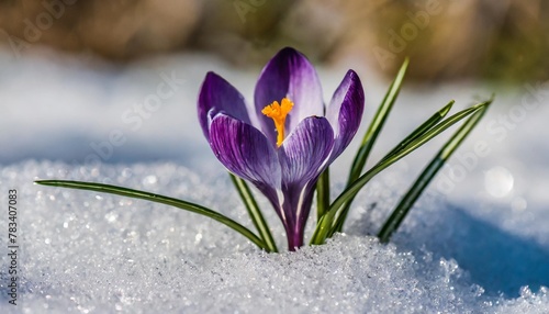 spring awakening crocus in the snow © Mac