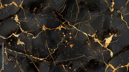 Contraste Élégant : Illustration en Marbre Noir et Or