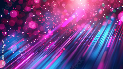 3d render, abstract pink blue neon background. Motion blurry lines and unfocussed bokeh lights, ultraviolet wallpaper