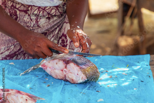 Fresh fish food at the local market, Toamasina, Madagascar