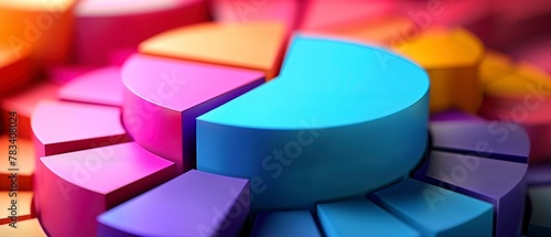 Pie charts and bar graphs analysis  vivid colors  macro view  financial planning