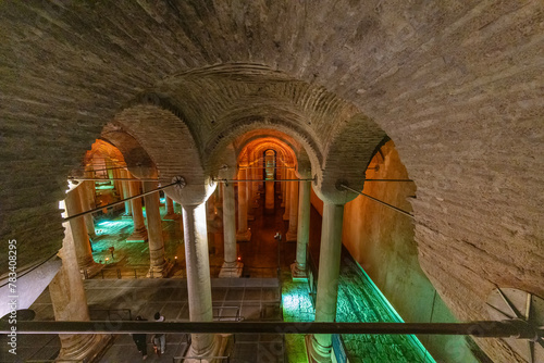 Turkey;Istanbul;2024 March 21; The Basilica Cistern - underground water reservoir build by Emperor Justinianus in 6th century, Istanbul, Turkey. The Basilica Cistern, (Yerebatan), Istanbul, Turkey. photo