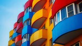 A close-up of a vibrant and contemporary building in Belgrade, Serbia.