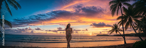 Tropical Aura: Enchanting Beauty Glows on the Sunlit Beach