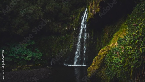 waterfall at parque natural da ribeira dos caldeiroes sao miguel azores portugal photo
