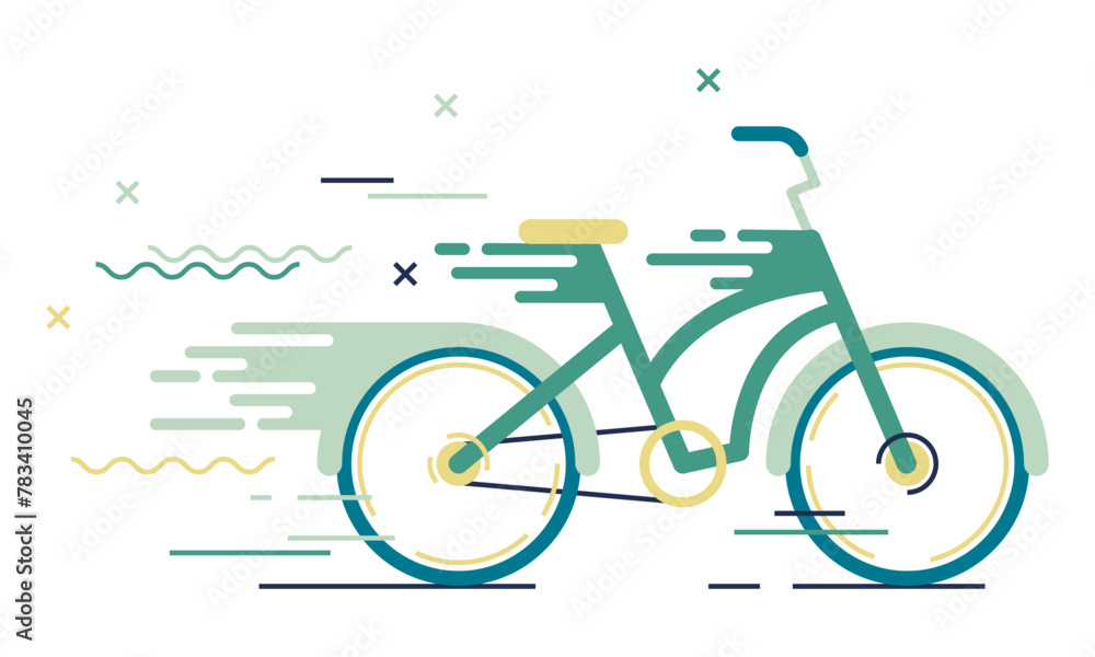 Fototapeta premium Bicycle icon in stroke style. Bicycle icon, bike on white background vector illustration