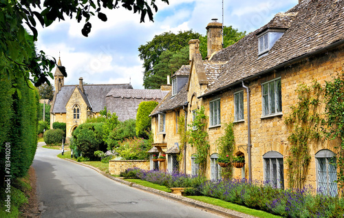 Beautiful architecture of a charming Cotswolds village, Gloucestershire, England photo