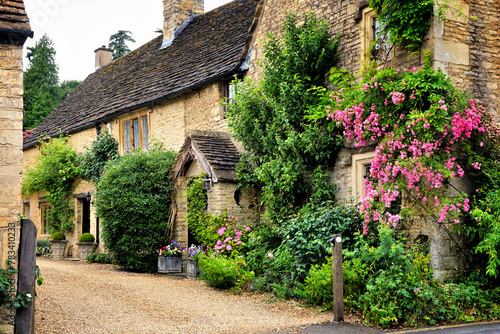Picturesque stone house in the Cotswolds village of Castle Combe, Wiltshire, England