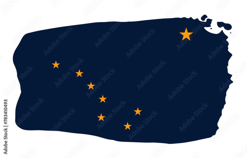 Alaska state flag with palette knife paint brush strokes grunge texture design. Grunge United States brush stroke effect