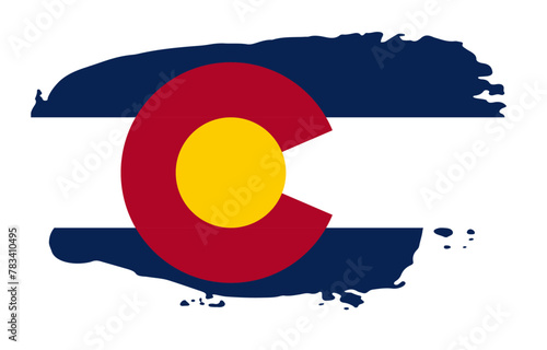 Colorado state flag with palette knife paint brush strokes grunge texture design. Grunge United States brush stroke effect
